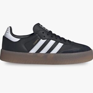 adidas Samba Platform Leather Sneaker - Black, White & Gum